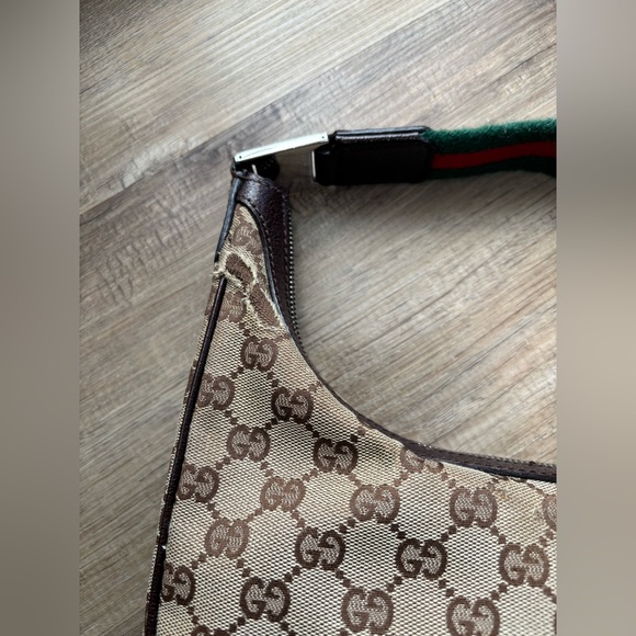 AUTHENTIC GUCCI GG Brown Monogram Canvas Bag Vintage Y2K - Picture 5 of 12